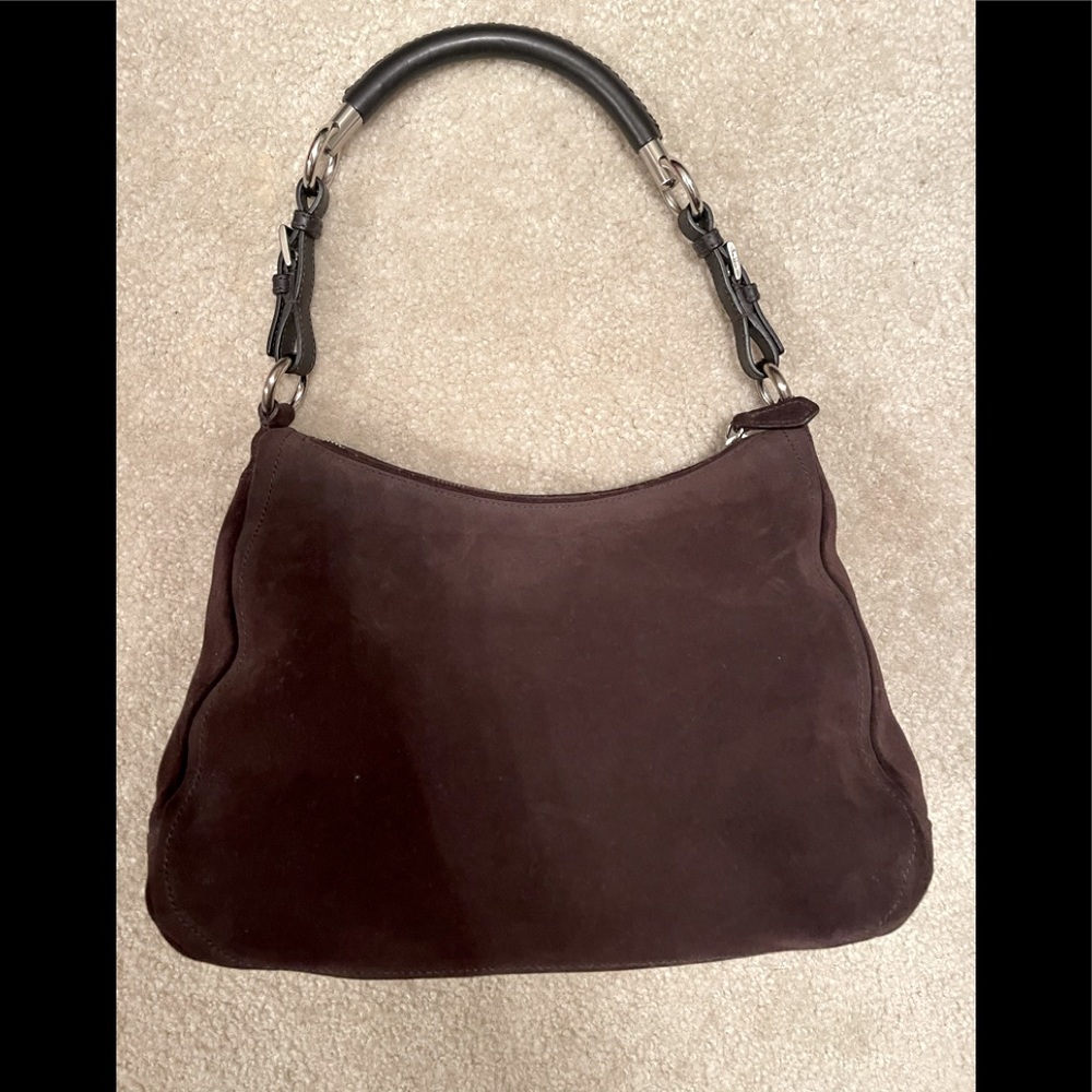 Prada Suede Chocolate Brown Handbag